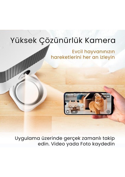 Catmax Pro 5l Wi-Fi Kameralı Akıllı Otomatik Kedi Köpek Mama Kabı Besleme Ünitesi (Sesli Komut+Çelik Kase+App Kontrol) fırsatları