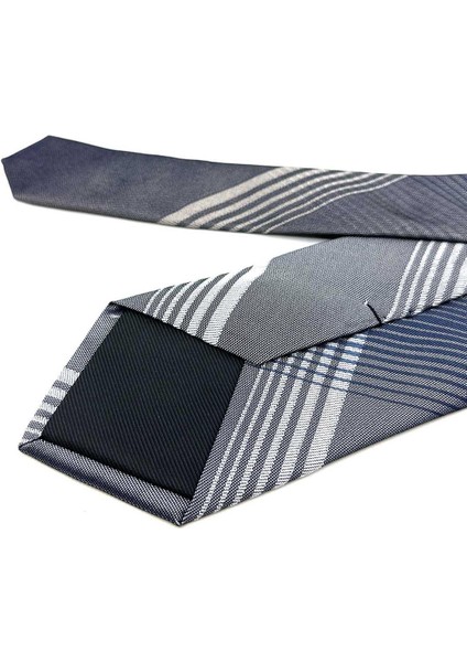 Gould Style Gri Ekose Desen Italyan Ipek Kravat İK1918