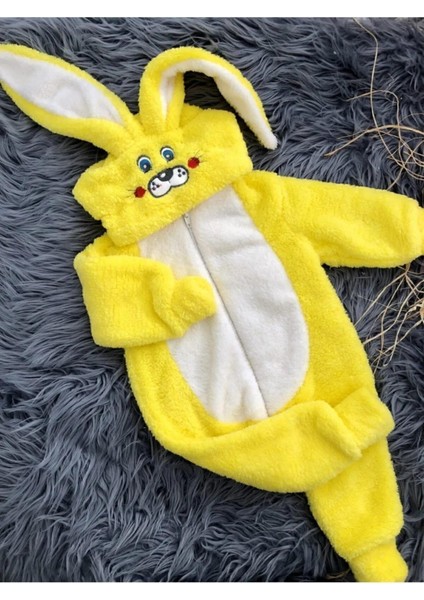 Bebek Unisex Tavşan Şapkalı Welsoft Peluş Uyku Tulumu