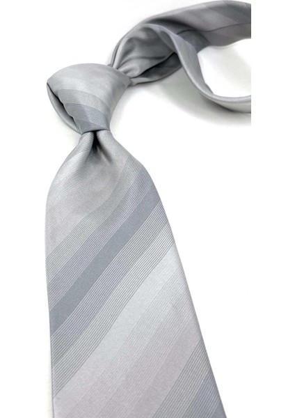 Coolnalen Style Gri Çizgi Desen Italyan Ipek Kravat İK1923 fiyatları