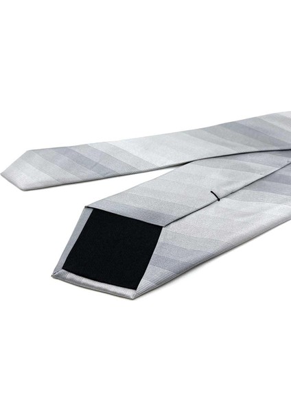 Coolnalen Style Gri Çizgi Desen Italyan Ipek Kravat İK1923 modelleri