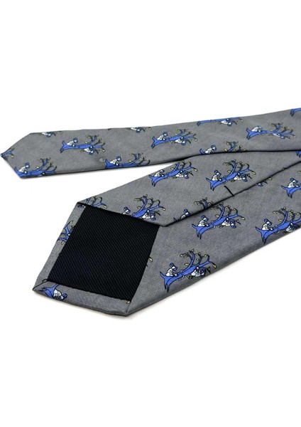 Kenley Style Gri Motif Desen Italyan Ipek Kravat İK1926