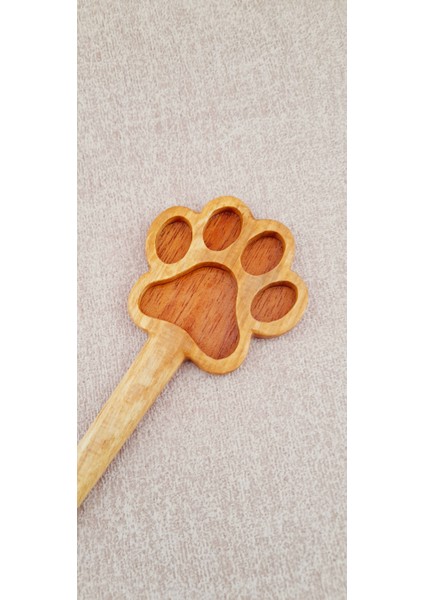 El Yapımı Doğal Ahşap Kedi Patisi Temalı Topuz Tokası, Saç Tokası,