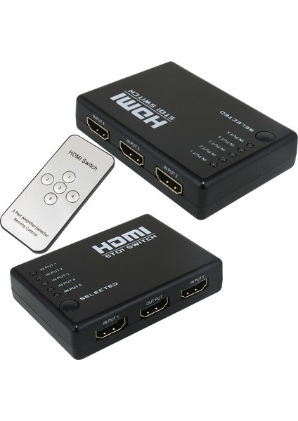 5 Giriş 1 Çıkış HDMI Swıtcher Toplayıcı Kumandalı Adaptörsüz (4172)