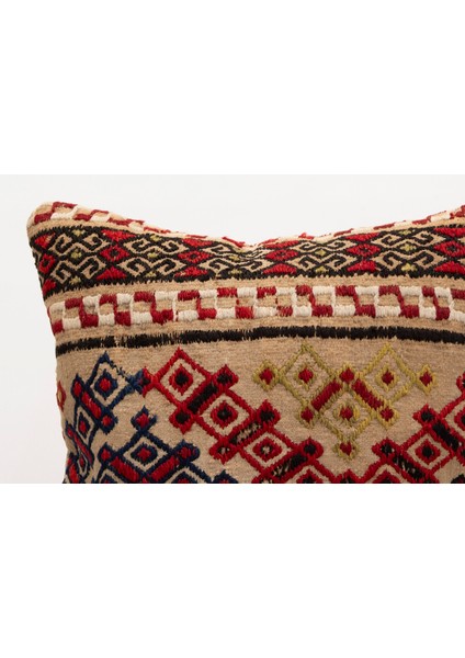 El Yapımı Kilimden Yapılmış Vintage Kırlent Kılıfı, Yün, 40X40 cm