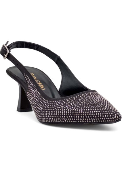 Taşlı Alçak Kadeh Topuklu Abiye Siyah modelleri