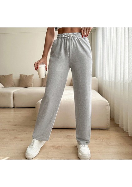 Unısex Iki Iplik Beli Lastikli Oversize Bol Paça Baggy Eşofman Altı