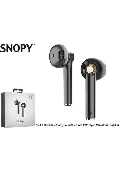 Snopy SN-TWS06 Siyah Mobil Telefon Uyumlu Bluetooth Tws Mikrofonlu Kulaklık