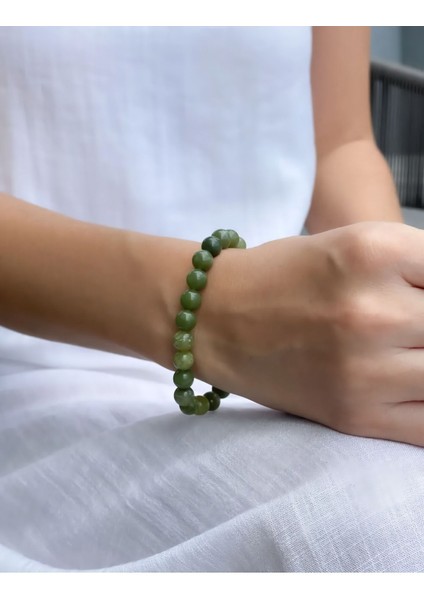 A+ Kalite | Yeşilin En Güzel Tonu > Yeşim Taşı Doğal Taş Bileklik - Sertifikalı, Handcrafted