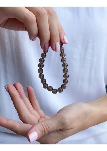 A+ Kalite | Dumanlı Kuvars Doğal Taş Bileklik > Sertifikalı - Handcrafted modelleri