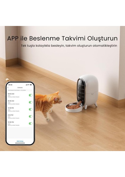 Meow Pure 3l Wi-Fi Kameralı Akıllı Otomatik Kedi Köpek Mama Kabı Besleme Ünitesi (Sesli Komut+Çelik Kase+App Kontrol) fiyatları