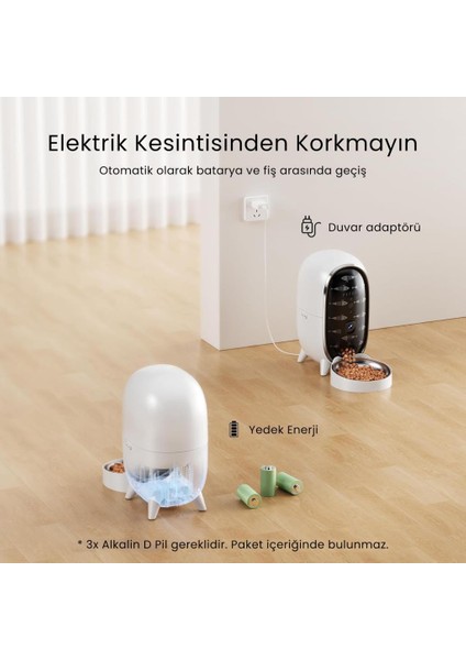 Meow Pure 3l Wi-Fi Kameralı Akıllı Otomatik Kedi Köpek Mama Kabı Besleme Ünitesi (Sesli Komut+Çelik Kase+App Kontrol) indirimleri