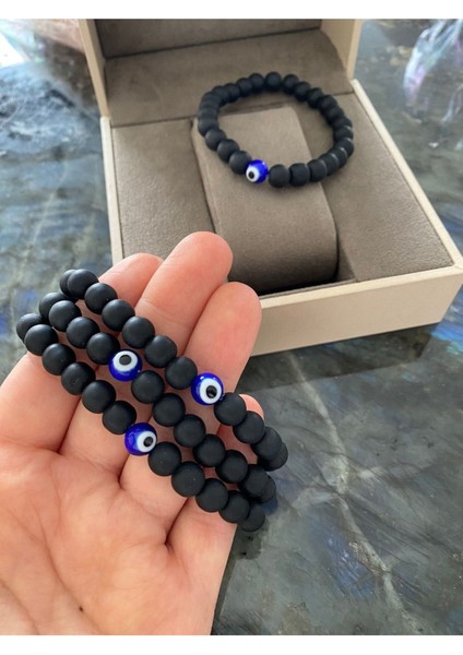 Unisex Nazar Göz Oniks Doğal Taş Bileklik