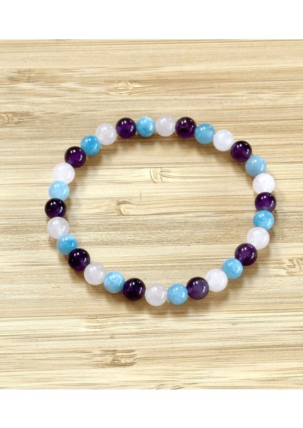 Kadınlar Için Akuamarin, Pembe Kuvars, Ametist Doğal Taş Bileklik fiyatları