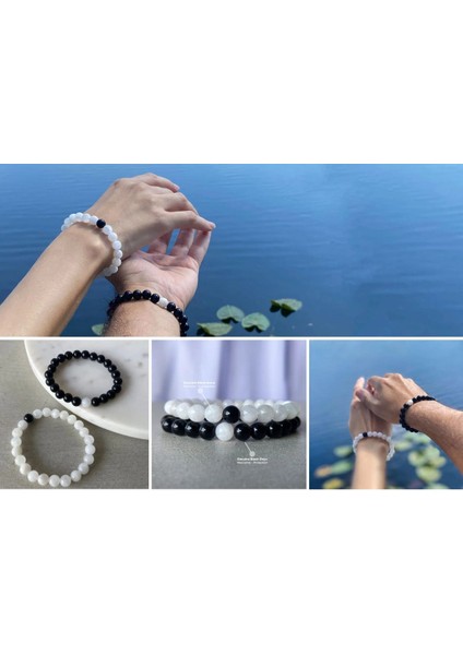 Aşk ve Uyum Ikilisi Yin Yang Sevgi ve Mesafe: Unisex Doğal Taş Bileklik