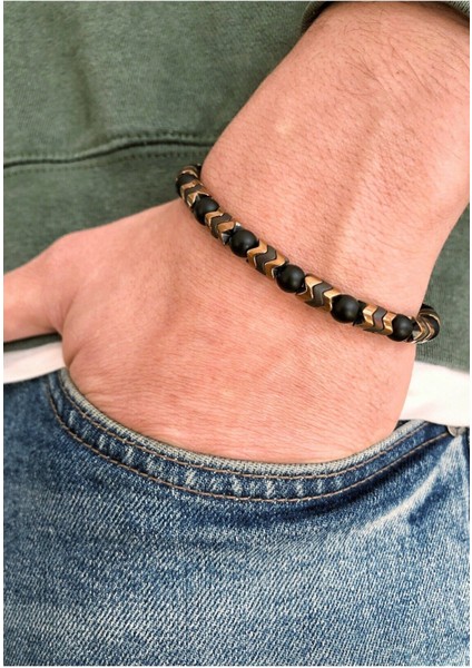 Her Kombine Uygun | Hematit ve Oniks Doğal Taş Bileklik