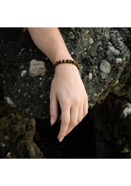 Unisex Kahverengi Kaplan Gözü Doğal Taş Bileklik modelleri