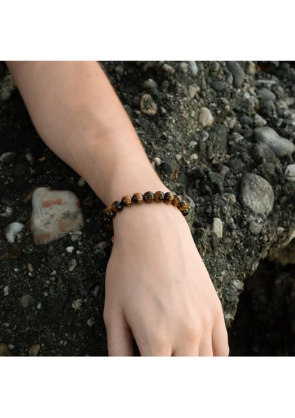 Unisex Kahverengi Kaplan Gözü Doğal Taş Bileklik fırsatları