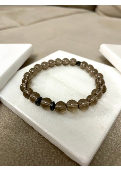 Klasik | Dumanlı Kuvars Doğal Taş Bileklik - Sertifikalı
