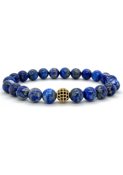 Zirkonyum Detaylı Şık Tasarım Lapis Lazuli Doğal Taş Bileklik | Sertifikalı