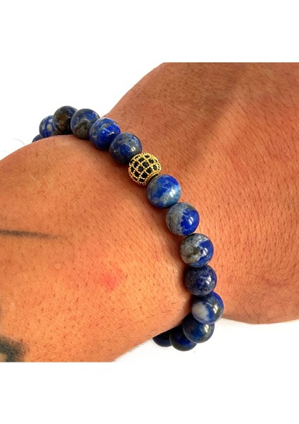 Zirkonyum Detaylı Şık Tasarım Lapis Lazuli Doğal Taş Bileklik | Sertifikalı modelleri