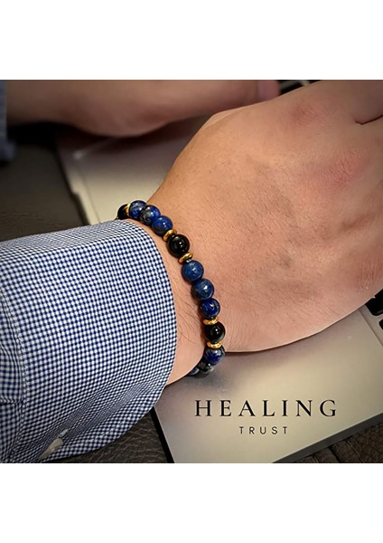 Erkek - Lapis Lazuli - Oniks - Hematit Doğal Taşlı Şık Tasarım Bileklik | Handcrafted