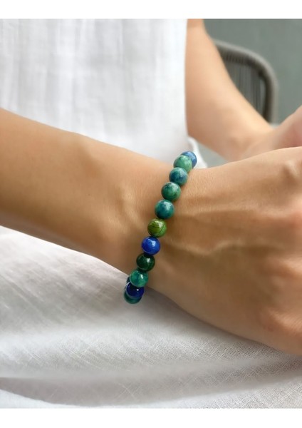 A+ Kalite | Azurit Doğal Taş Bileklik > Sertifikalı