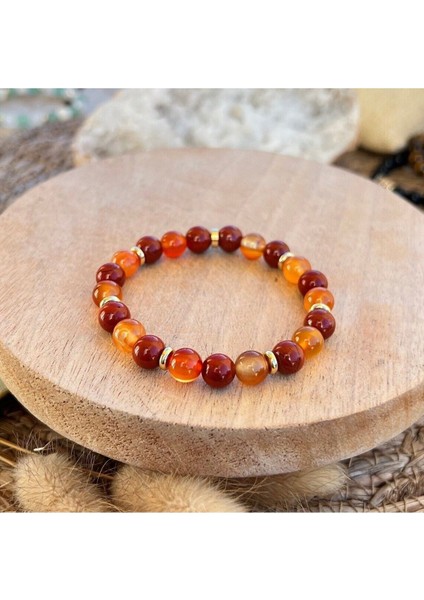 A+ Kalite | Koyu Akik Doğal Taş Bileklik > Sertifikalı - Handcrafted