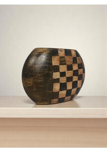 Ekoseli Seramik El Yapımı Yatay Vazo 18X24CM