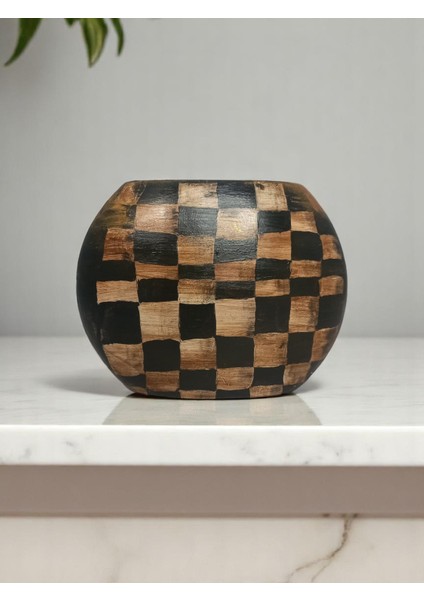 Ekoseli Seramik El Yapımı Yatay Vazo 18X24CM