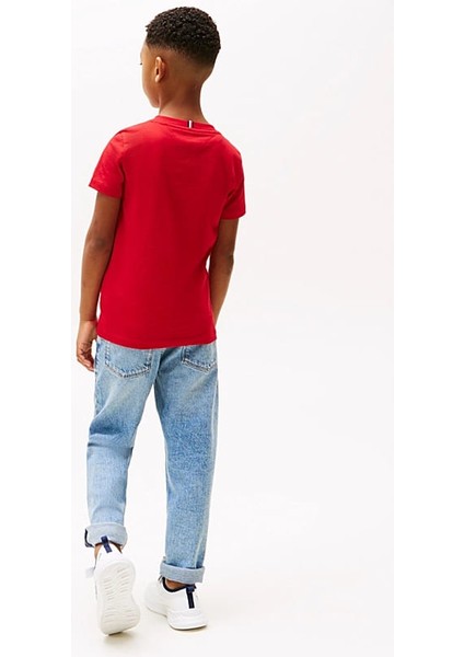 Erkek Çocuk Th Grafik Logo T-Shirt - Kırmızı modelleri