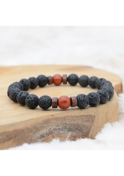 A+ Kalite | Lav - Akik - Ahşap Detaylı Doğal Taş Bileklik fiyatları