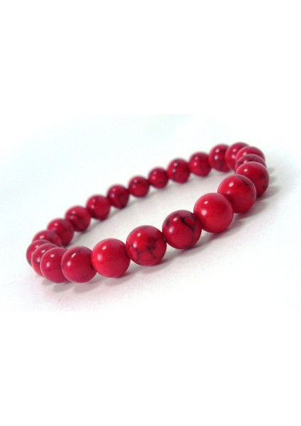 Unisex Kırmızı Howlite Doğal Taş Bileklik fiyatları