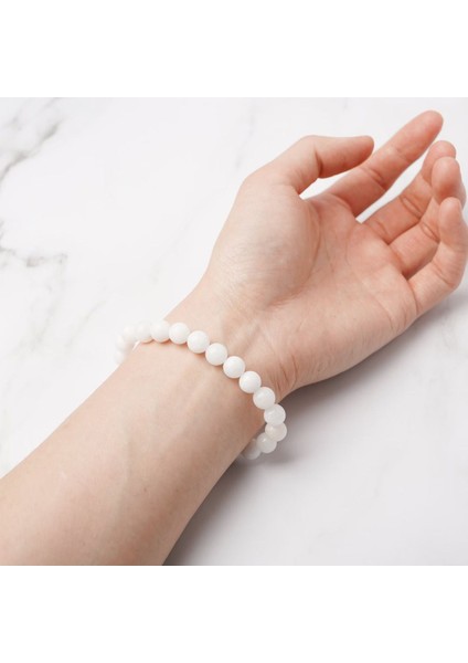 Unisex Beyaz Howlite Doğal Taş Bileklik