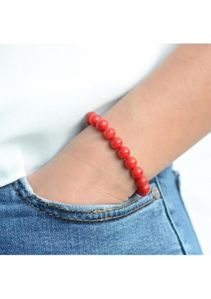 Içgüdülerin Yolculuğu Kırmızı Mercan: Unisex Doğal Taş Bileklik