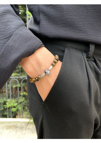 Güçlü Erkeklere Özel | Şövalye Bilekliği > Kaplan Gözü ile Hazırlandı - Sertifikalı