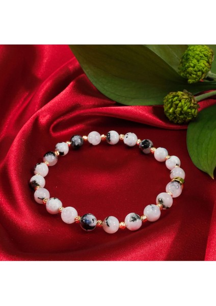 Ay Işığında: Unisex Ay Taşı Doğal Taş Çelik Dorika Bileklik