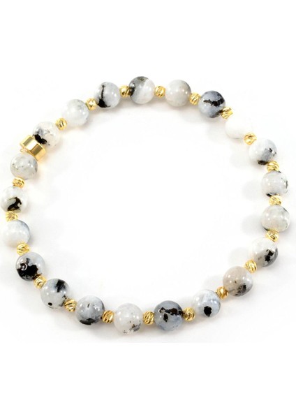 Ay Işığında: Unisex Ay Taşı Doğal Taş Çelik Dorika Bileklik fiyatları