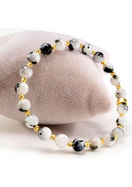 Ay Işığında: Unisex Ay Taşı Doğal Taş Çelik Dorika Bileklik modelleri