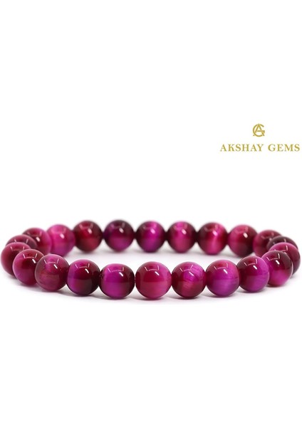 A+ Kalite | Gül Kaplan Gözü Doğal Taş Bileklik > Sertifikalı - Handcrafted
