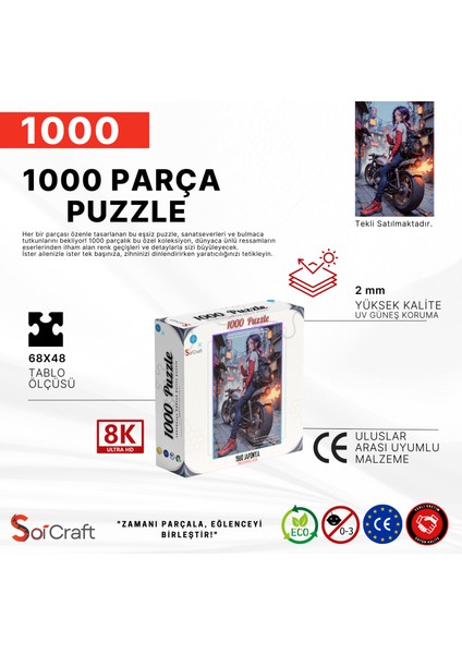 1000 Parça Puzzle Motorlu Kız Japonya 1980
