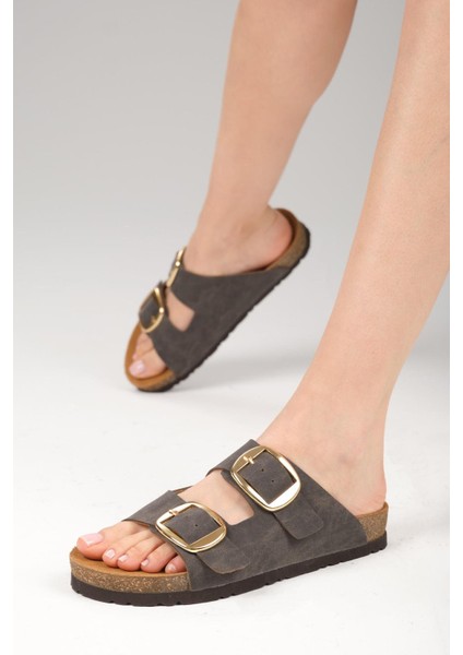 Ines Antrasit Ortopedik Mantar Tabanlı Terlik fiyatları