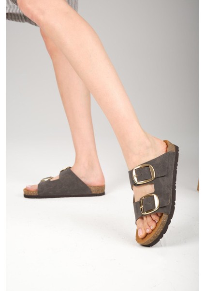 Ines Antrasit Ortopedik Mantar Tabanlı Terlik fırsatları