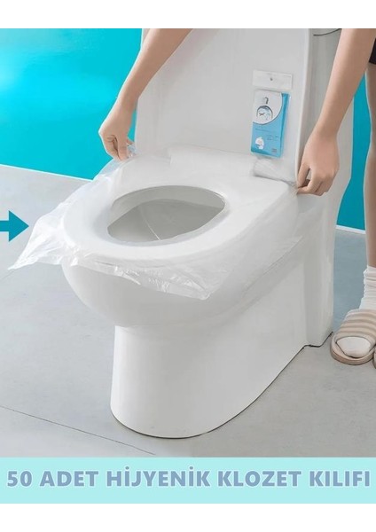 50 Adet Klozet Kapağı Kılıfı Hijyenik Seyahat Tek Kullanımlık Klozet Wc Örtüsü