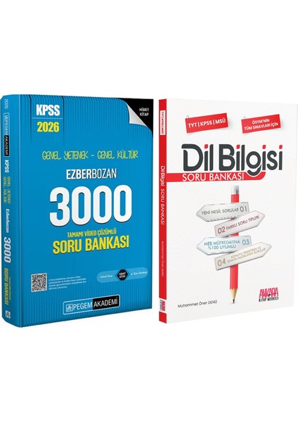 Pegem 2026 Kpss Gy Gk Ezberbozan 3000 ve Akm Dil Bilgisi Soru Bankası Seti 2 Kitap