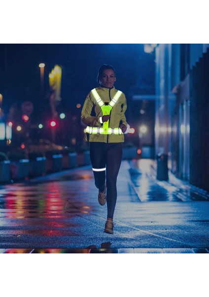Reflektif Işıklı Yelek Sarı Fosforlu Neon Bisiklet, Motosiklet,scooter Gece Ikaz Uyarı Yeleği