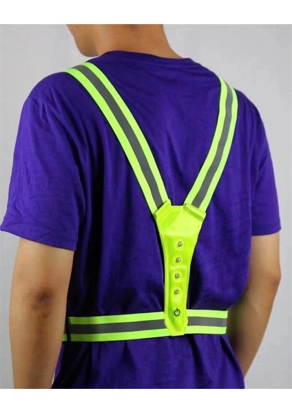 Reflektif Işıklı Yelek Sarı Fosforlu Neon Bisiklet, Motosiklet,scooter Gece Ikaz Uyarı Yeleği