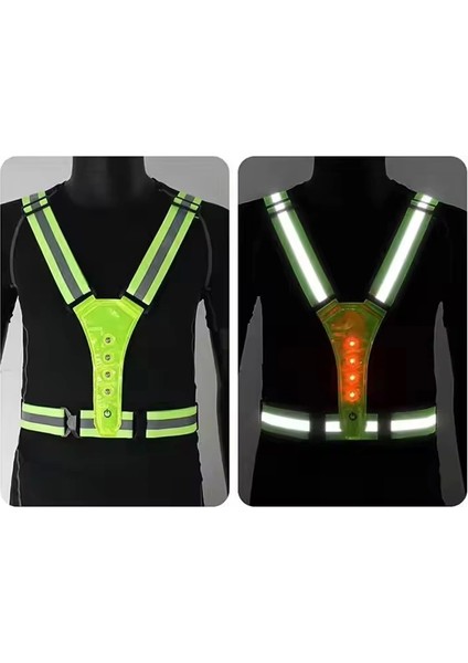 Reflektif Işıklı Yelek Sarı Fosforlu Neon Bisiklet, Motosiklet,scooter Gece Ikaz Uyarı Yeleği