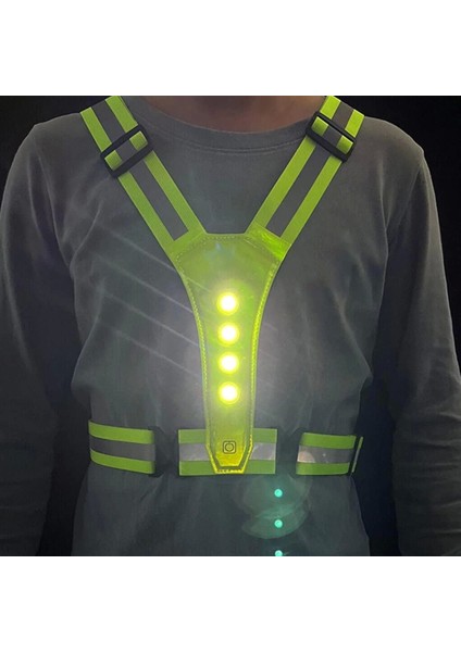 Reflektif Işıklı Yelek Sarı Fosforlu Neon Bisiklet, Motosiklet,scooter Gece Ikaz Uyarı Yeleği