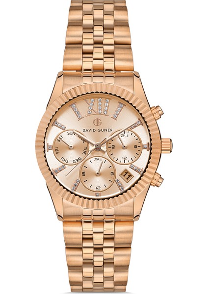 Davıd Guner Rose Kaplamalı Rose Kadranlı Kadın Kol Saati DG-8340LA-C5